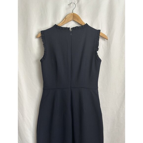 J. Crew Navy Wool Blend Dress Ruffle Trim Sz 4 - Picture 9 of 10
